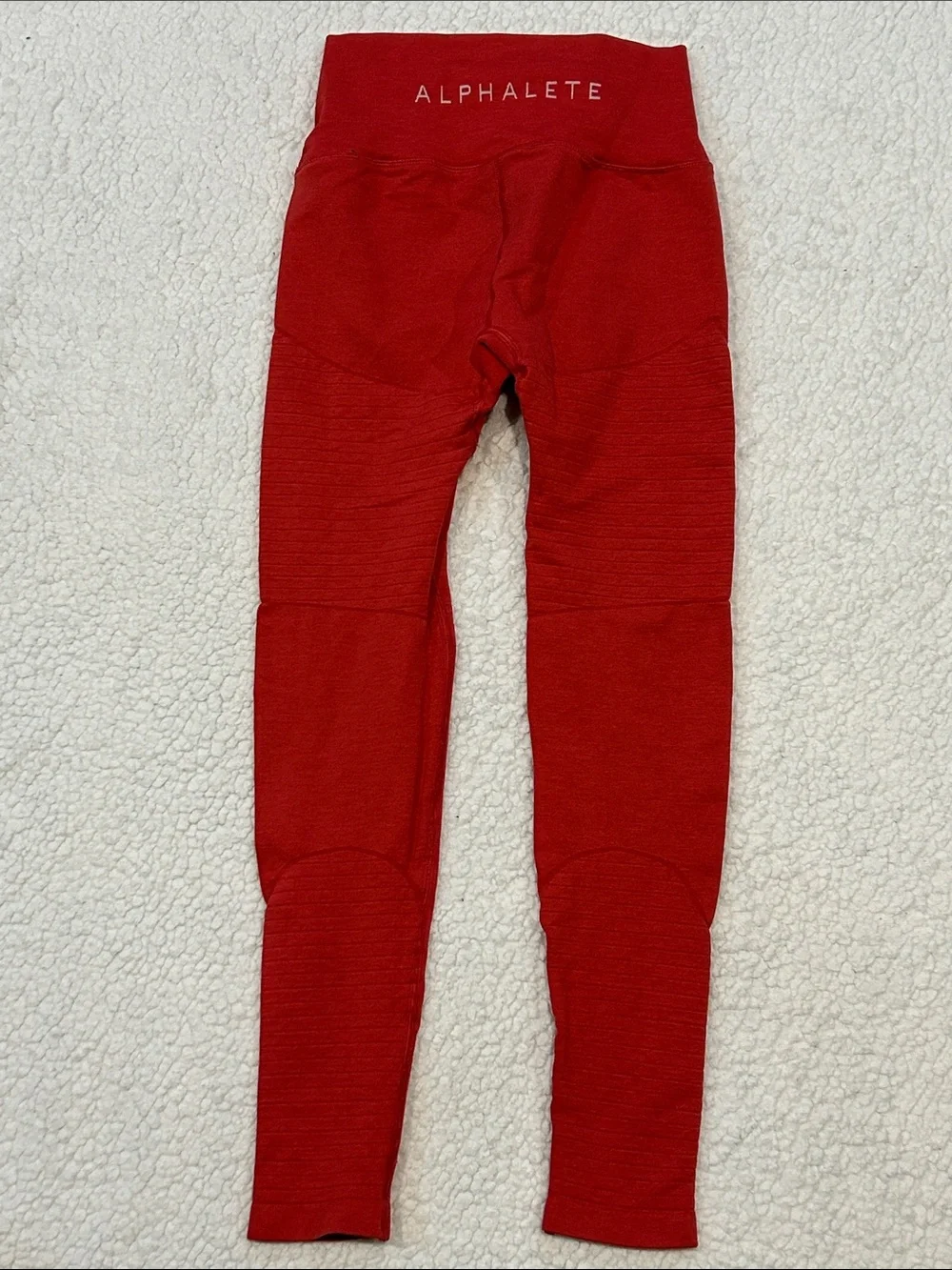 Alphalete Leggings size Small Red Orange Ribbed Detail